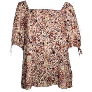 NWT Angels Forever Young Woman's 1X Short Sleeve Peasant Square Neck Floral Top